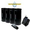Wireless Indoor and Outdoor 4 Speaker System with Remote,Dual Power Transmitter,Black